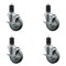 Service Caster 4'' Gray Poly Swivel 1-5/8'' Expanding Stem Caster Set with Brake, 4PK SCC-EX20S414-PPUB-TLB-158-4 - alternate 1